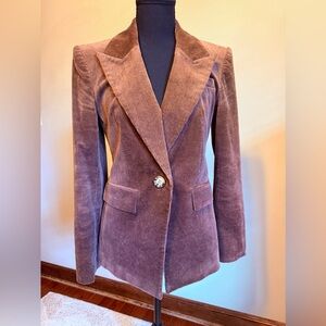 Veronica Beard Reagan Corduroy Dickey Blazer Chestnut Brown Sz 2 Tailored Jacket